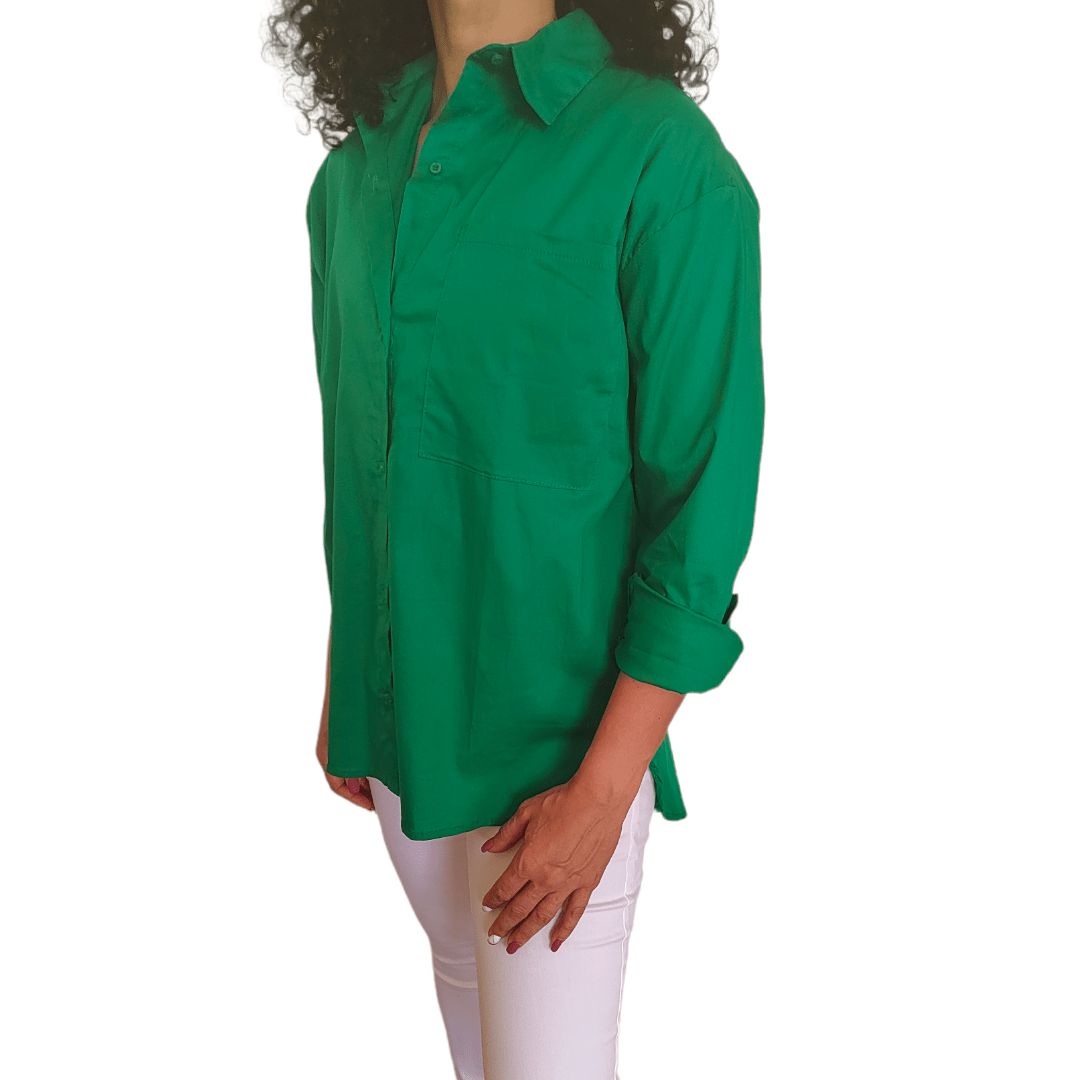 ElOutlet - Summer Women Women Shirts Women Shirt (Curvy) - Dark Green