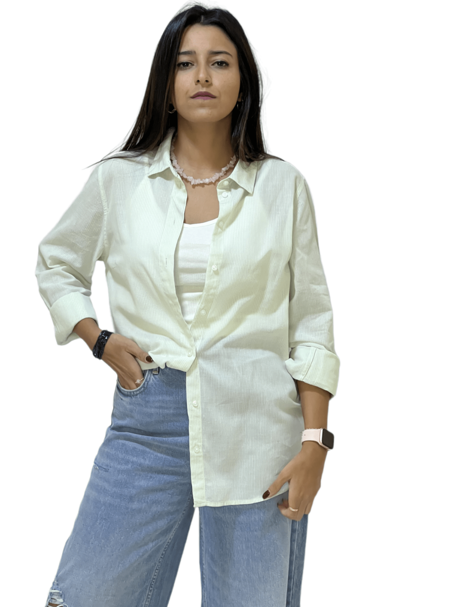 ElOutlet - Summer Women Women Shirts Women Shirt - Pistache x White