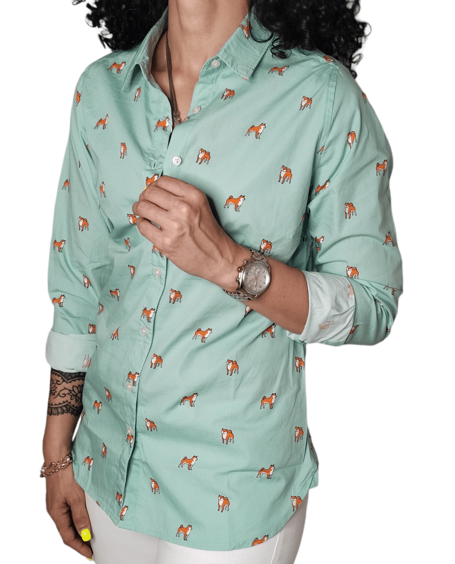 ElOutlet - Summer Women Women Shirts Women (slim-fit) Shirt - Green