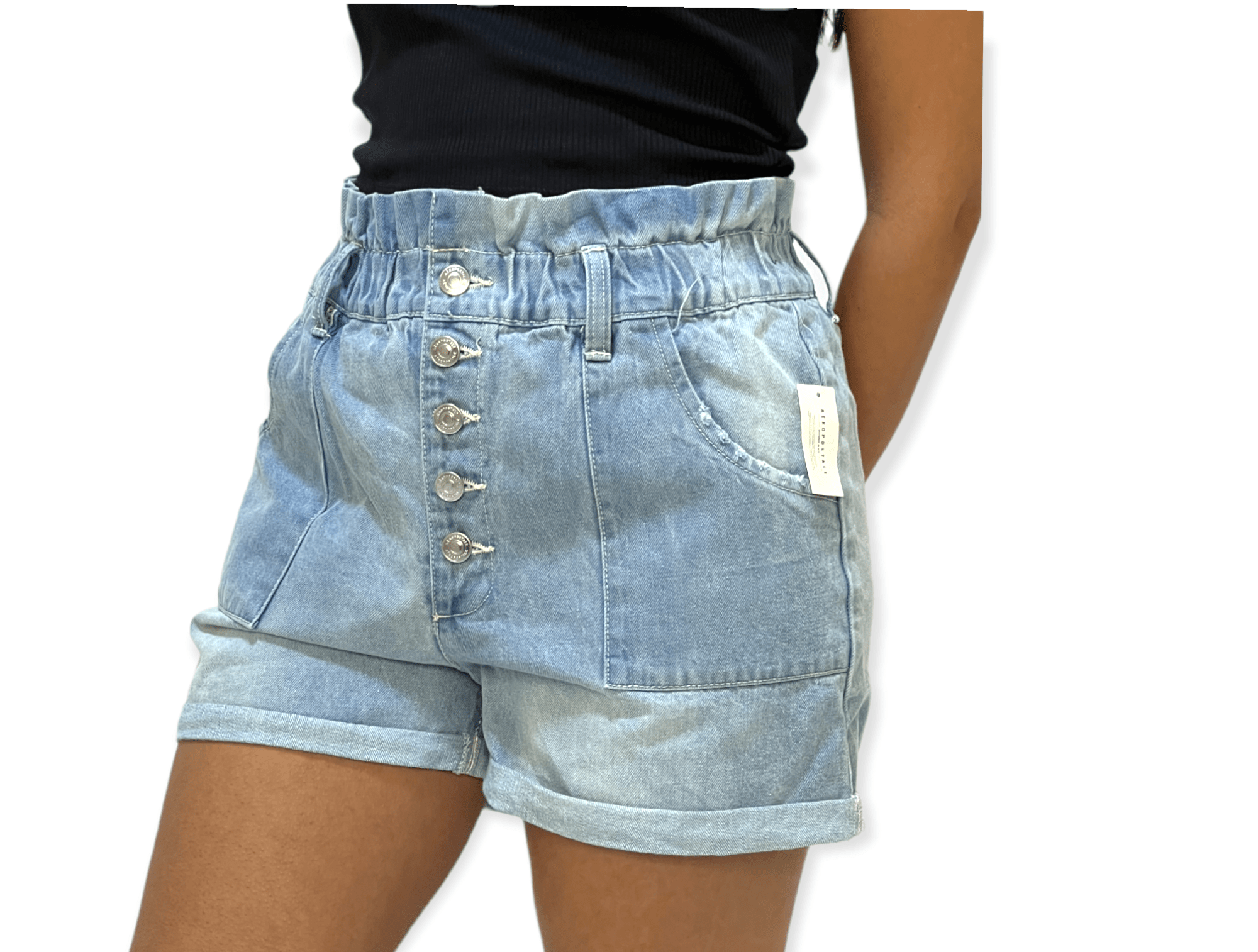 ElOutlet - Summer Women Women Shorts Women Jeans Shorts - Light Blue  (5 buttons)
