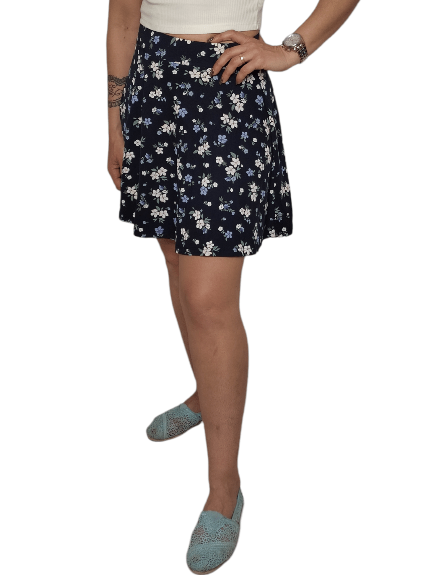 ElOutlet - Summer Women Women Skirt Women Skirt - Dark Blue x Flowers