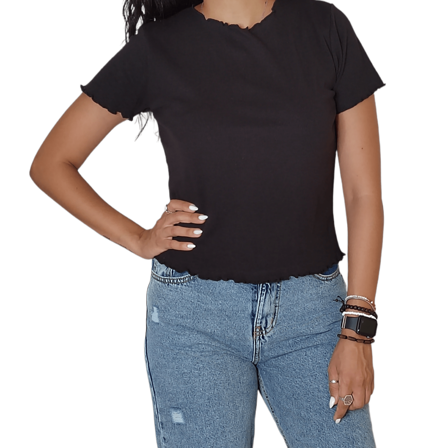 ElOutlet - Summer Women Women T-Shirt Women Curvy Body - model (2) - Black