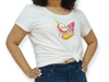 ElOutlet - Summer Women Women T-Shirts 2XL Women T-Shirt - TT (Slim-Fit) - White "Fruits Forever"
