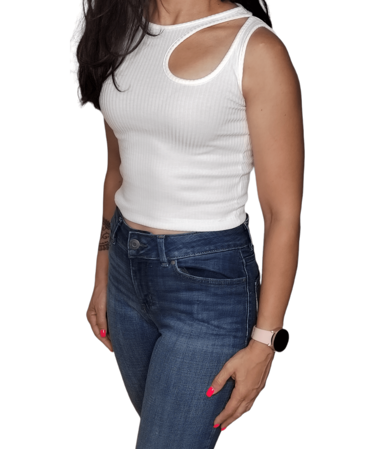 ElOutlet - Summer Women Women T-Shirts Women Crop-Top (stripped) - White