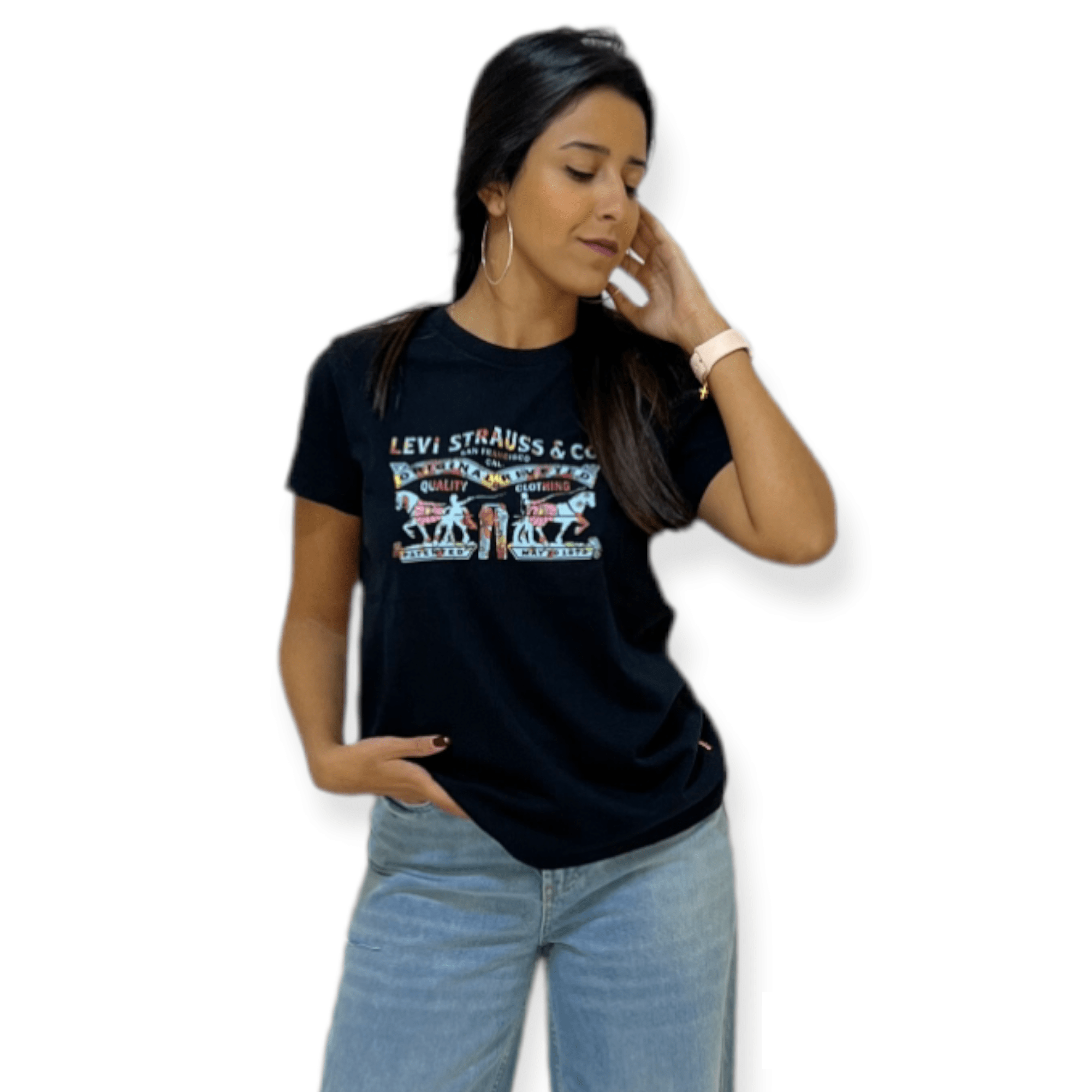 ElOutlet - Summer Women Women T-Shirts Women T-Shirt - Black Levi Strauss & Co