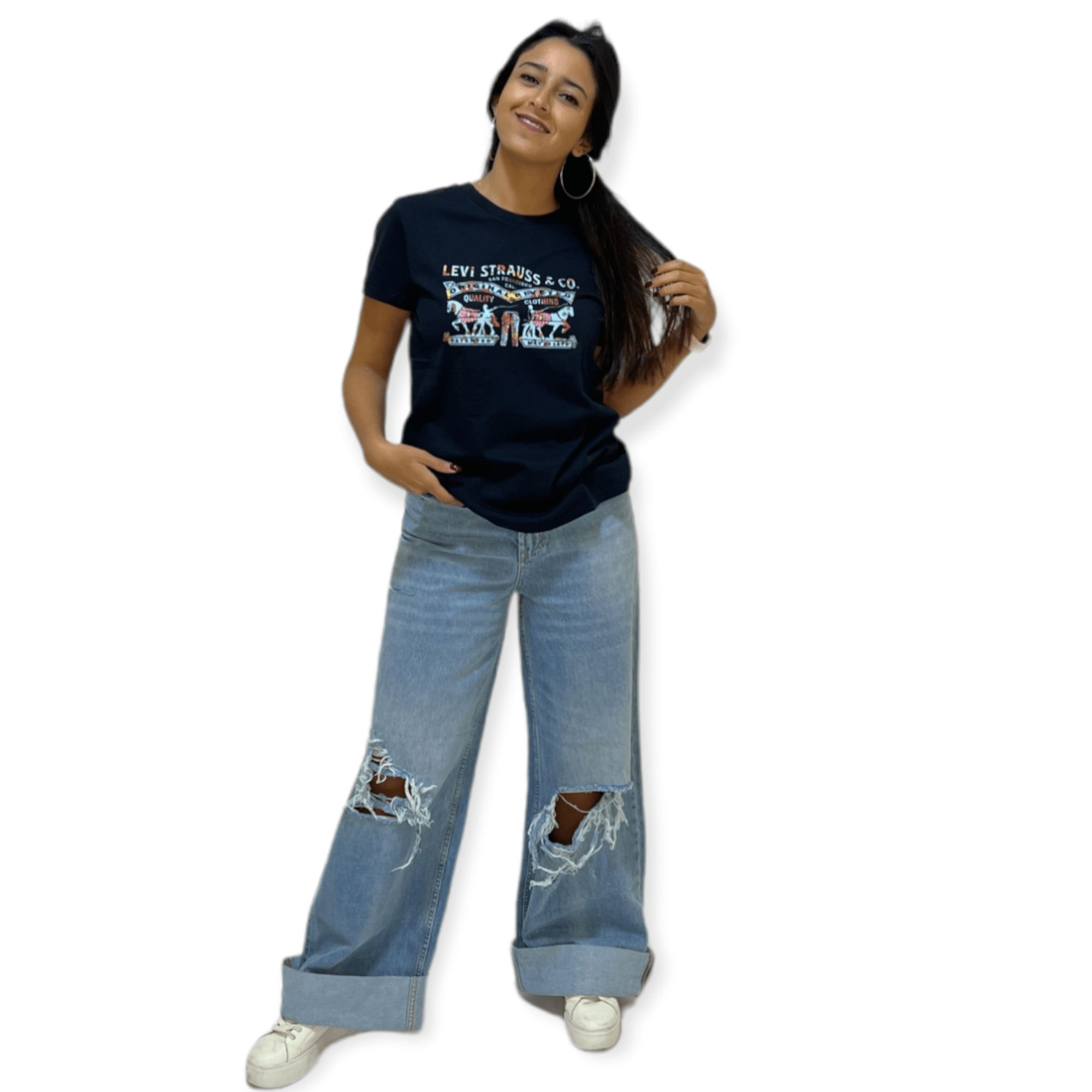 ElOutlet - Summer Women Women T-Shirts Women T-Shirt - Black Levi Strauss & Co