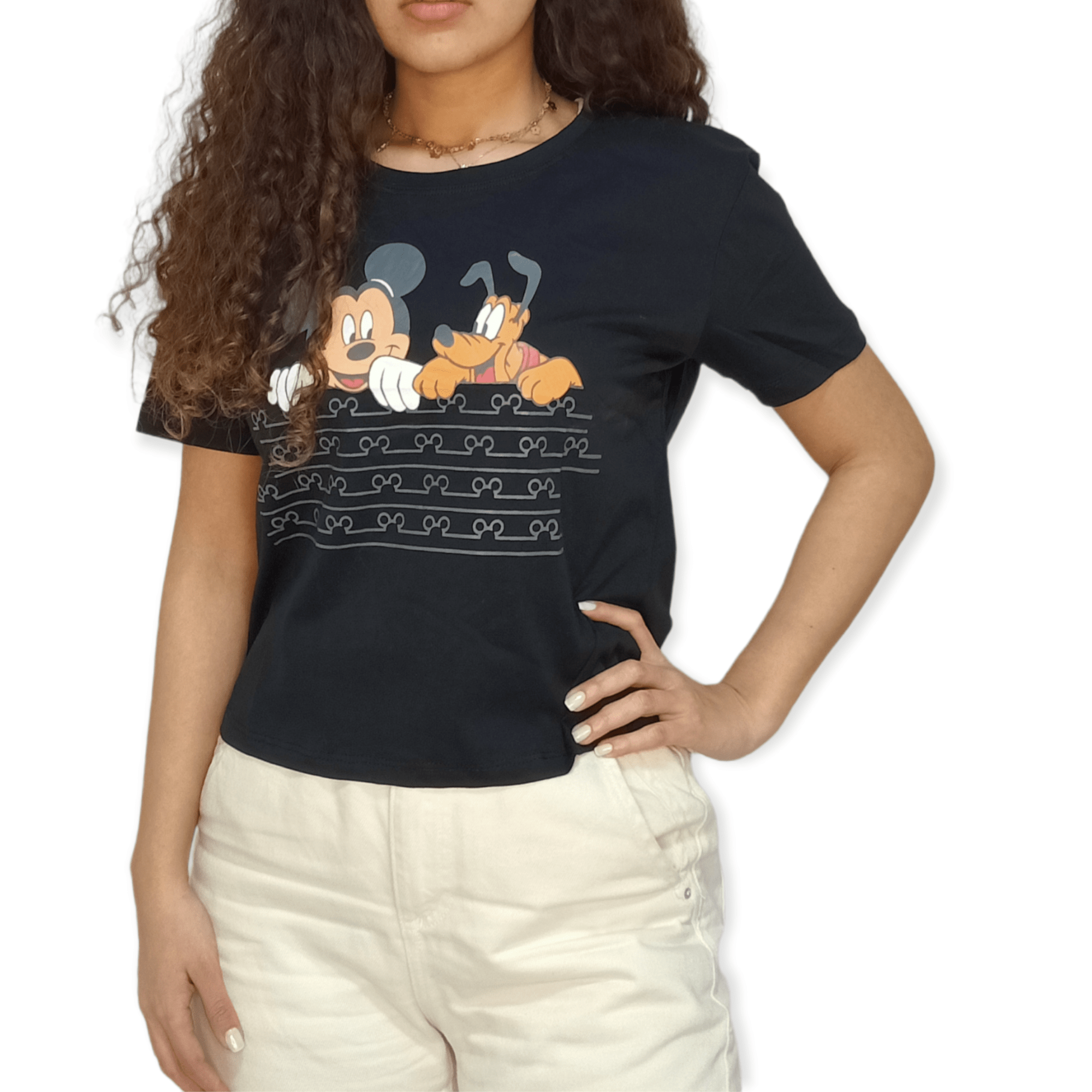 ElOutlet - Summer Women Women T-Shirts Women T-Shirt - Black (mickey&pluto)