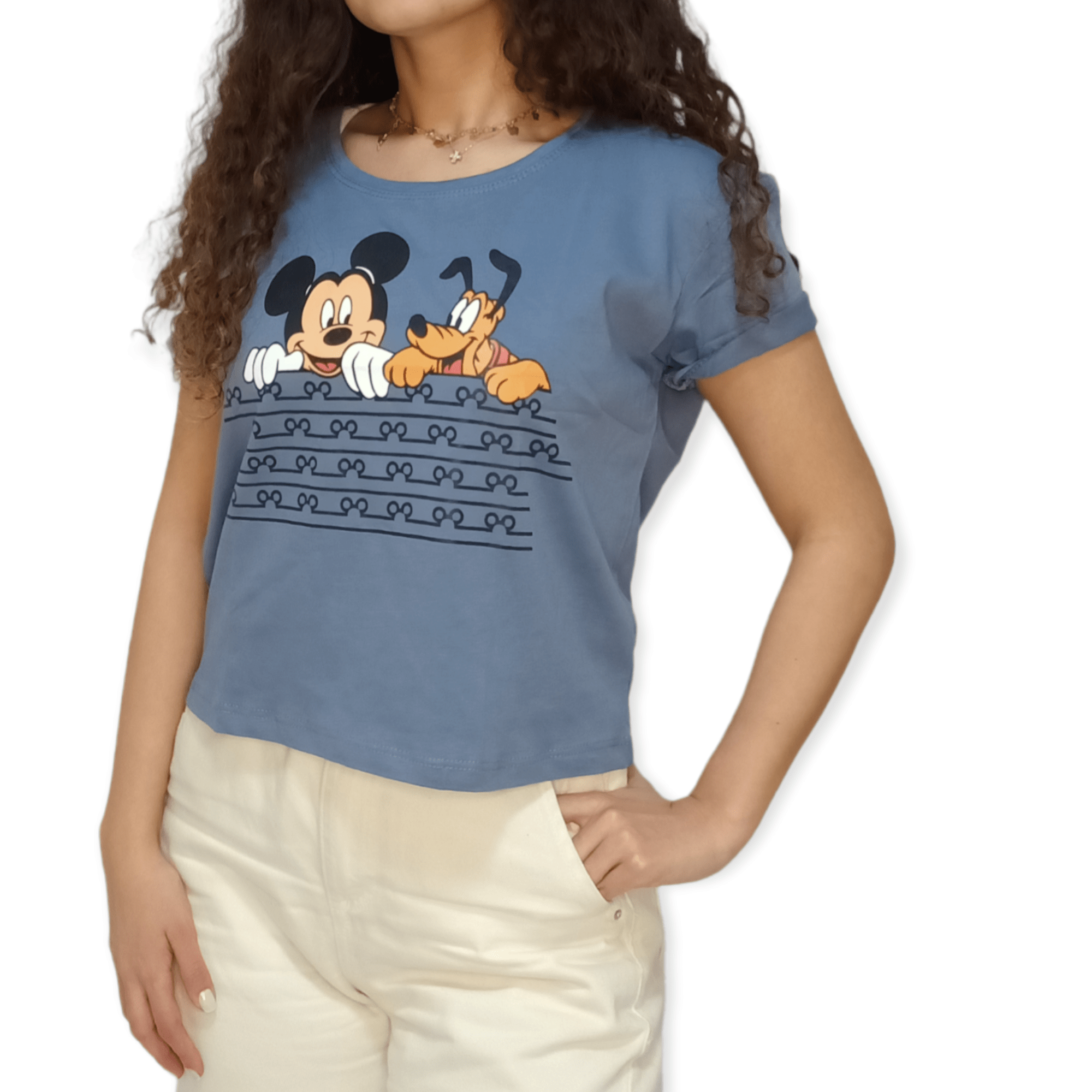 ElOutlet - Summer Women Women T-Shirts Women T-Shirt - Light Grey (mickey&pluto)