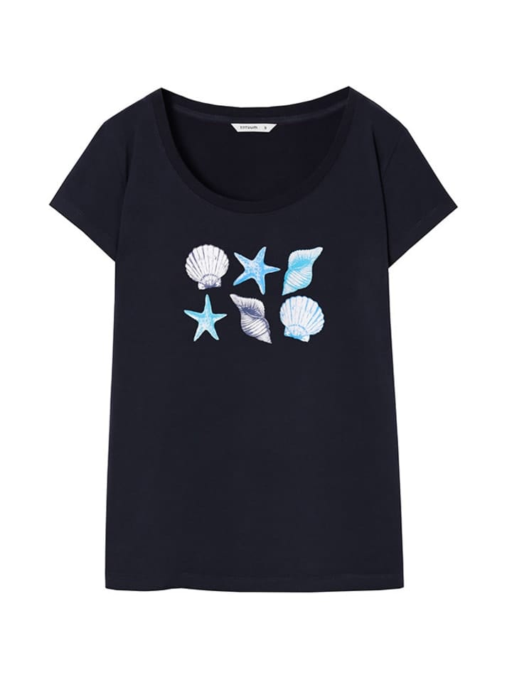 ElOutlet - Summer Women Women T-Shirts Women T-Shirt - TT (Slim-Fit) - Dark Blue "Sea Shells"