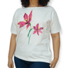 ElOutlet - Summer Women Women T-Shirts Women T-Shirt - TT (Slim-Fit) - White + Flower