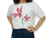 ElOutlet - Summer Women Women T-Shirts Women T-Shirt - TT (Slim-Fit) - White + Flower
