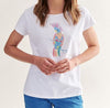 ElOutlet - Summer Women Women T-Shirts Women T-Shirt - TT (Slim-Fit) - White + Parrot