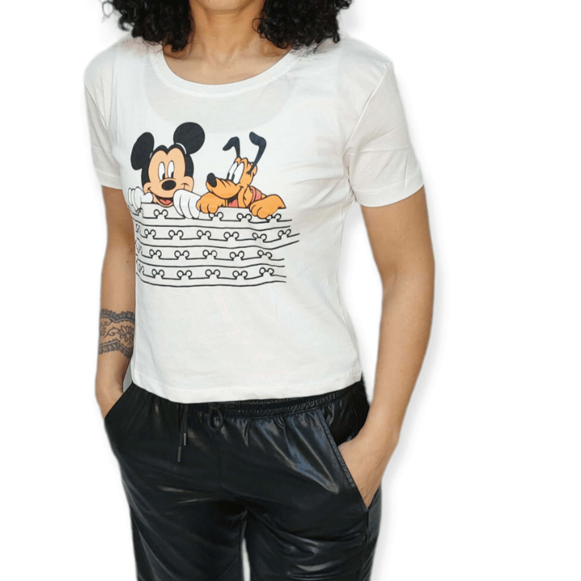 ElOutlet - Summer Women Women T-Shirts Women T-Shirt - White (mickey&pluto)
