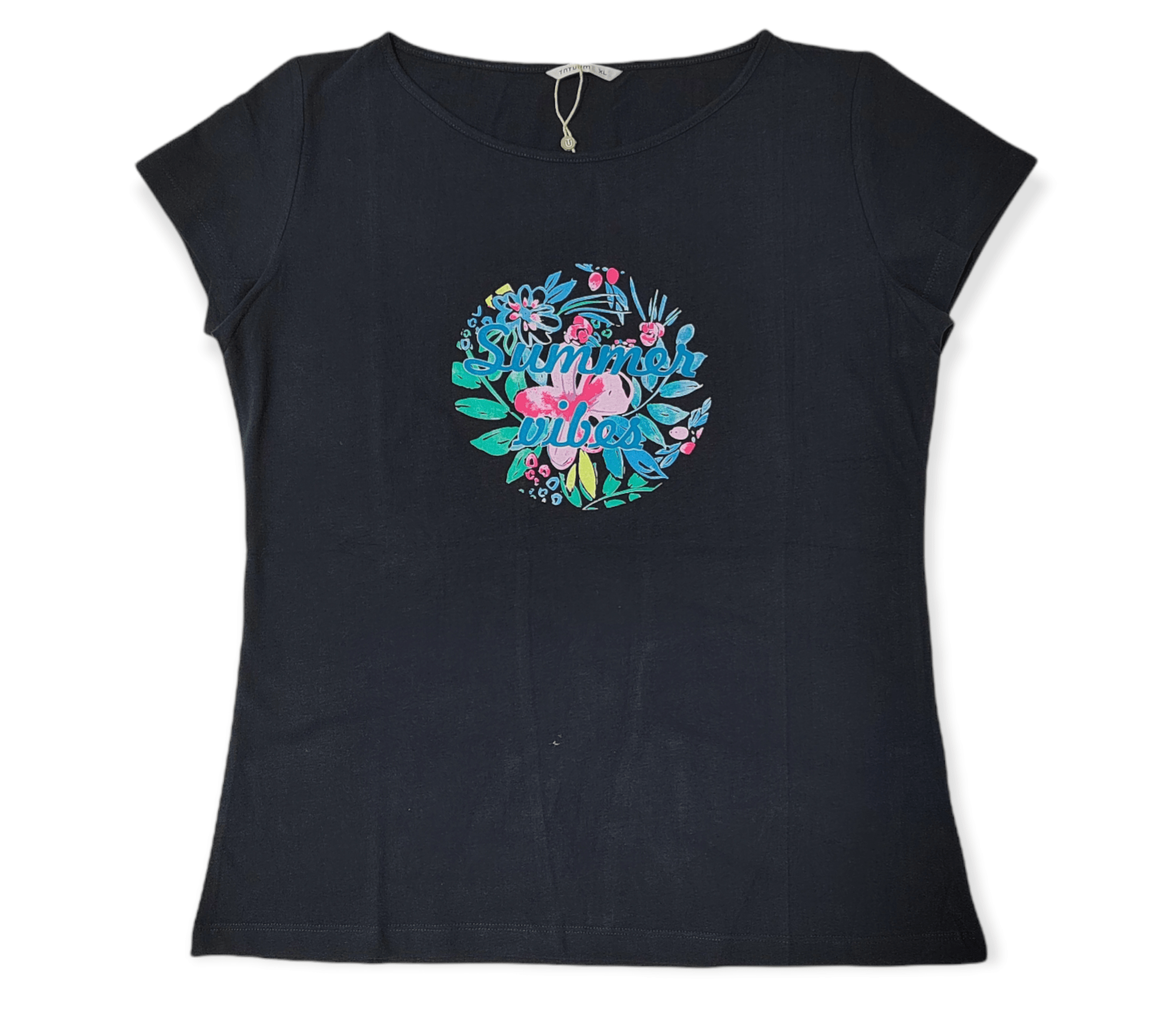 ElOutlet - Summer Women Women T-Shirts XL Women T-Shirt - TT (Slim-Fit) - Dark Blue "Summer Vibes"