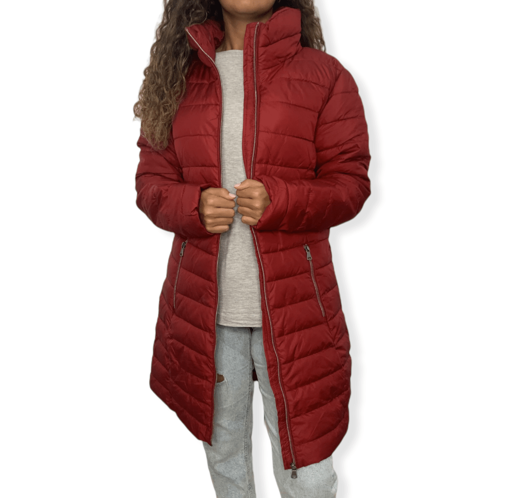 ElOutlet Women Jacket M (53cm) Puffer Women Coat - Red