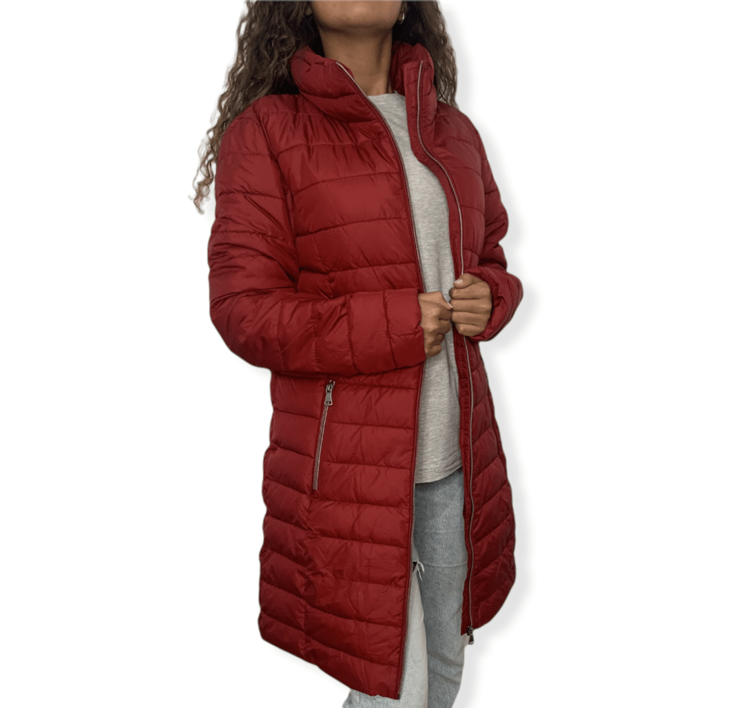 ElOutlet Women Jacket M (53cm) Puffer Women Coat - Red