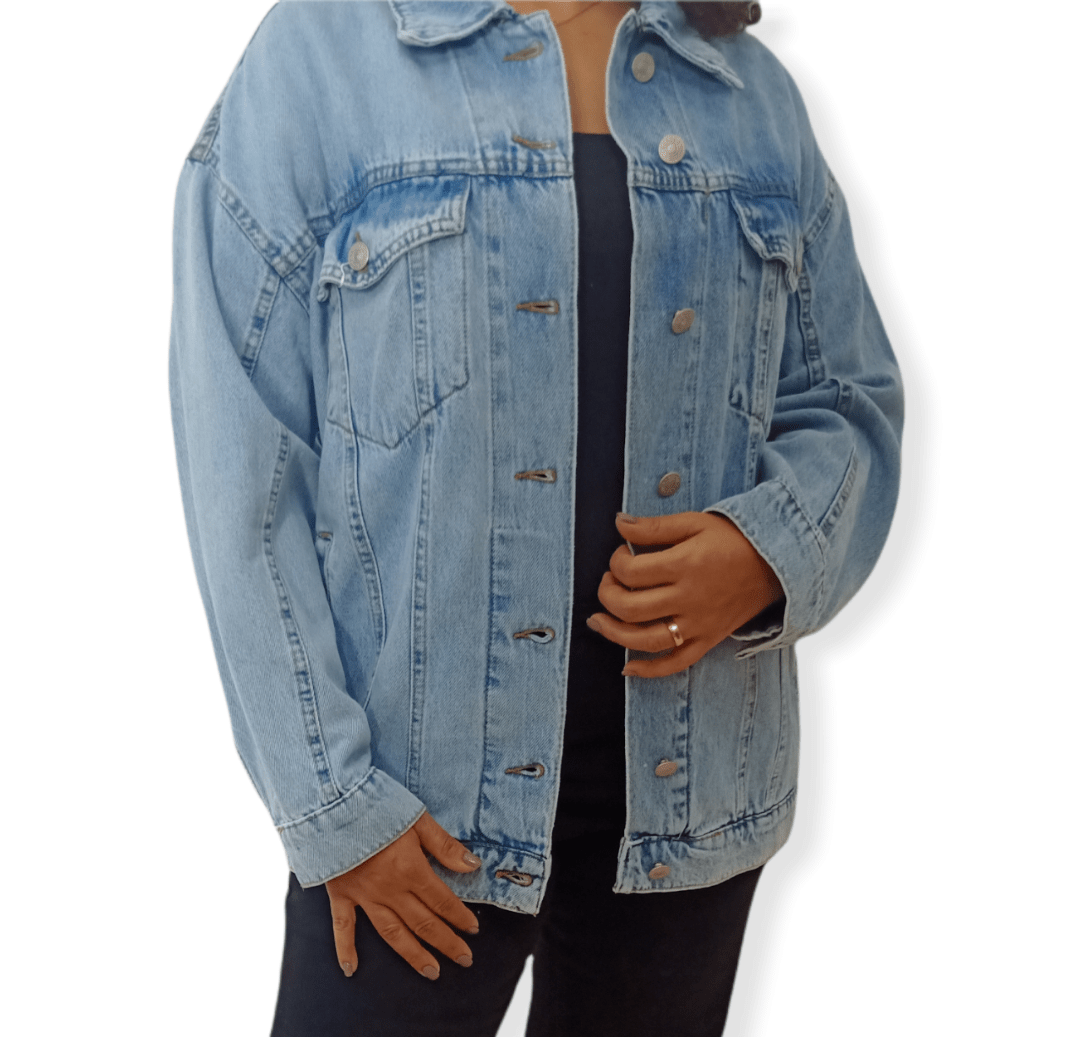 ElOutlet Women Jacket [Oversize] Women Jeans Jacket - Light Blue