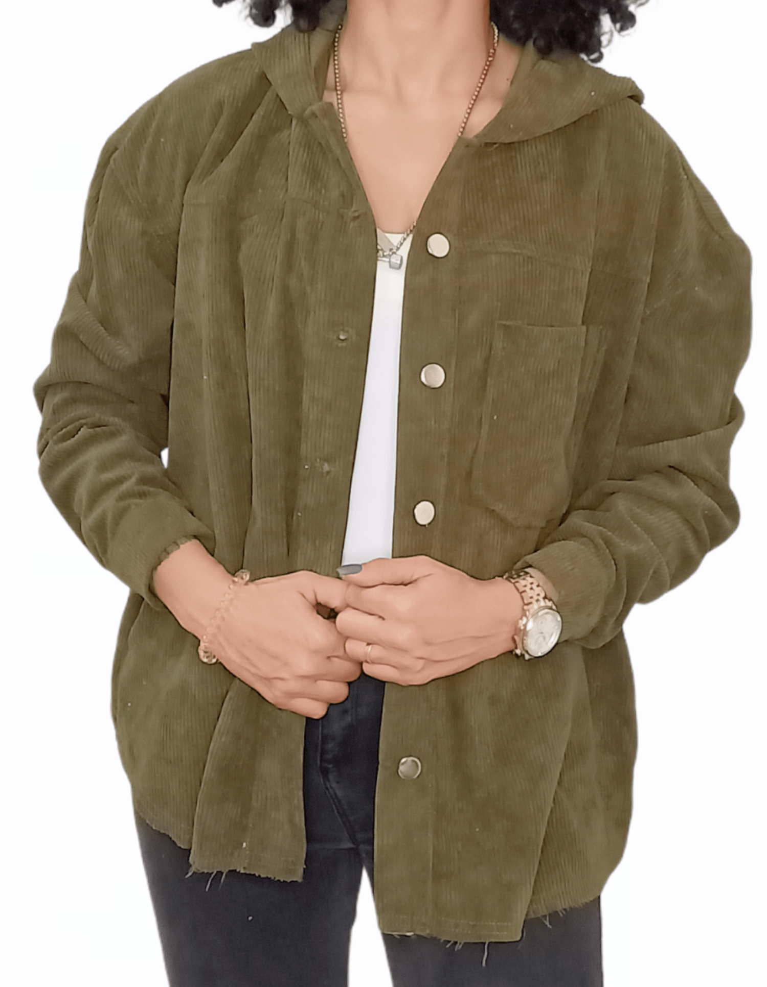 ElOutlet Women Jacket Velvet Jacket - Olive Green