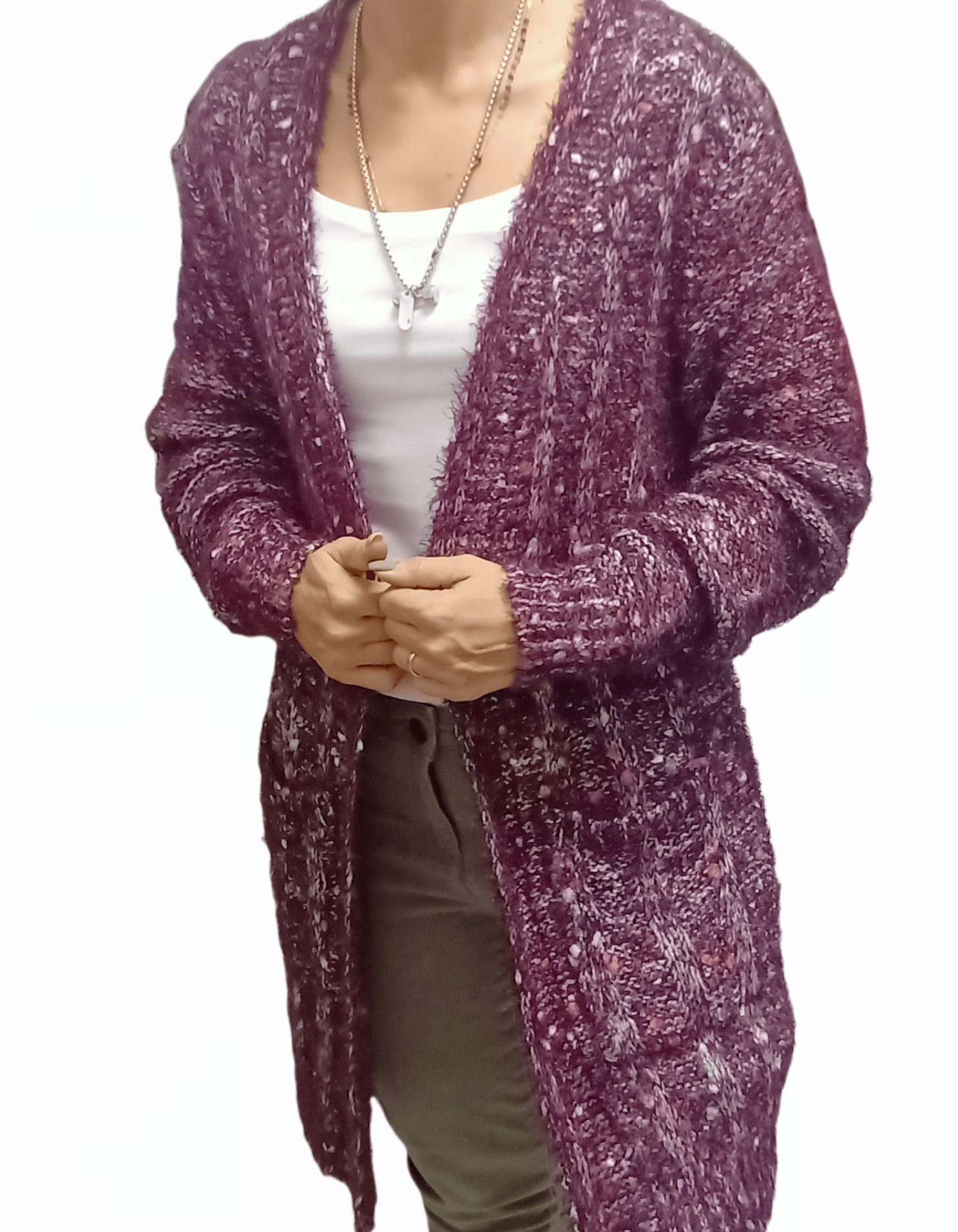 ElOutlet Women Jacket Women Cardigan Knitwear - Purple