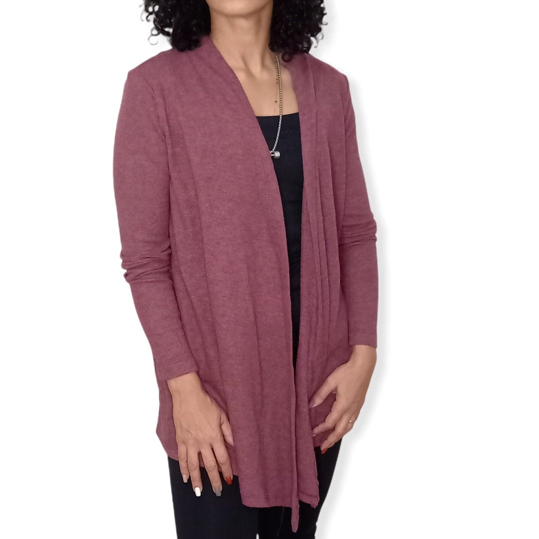 ElOutlet Women Jacket Women Cotton Cardigan - Burgundy
