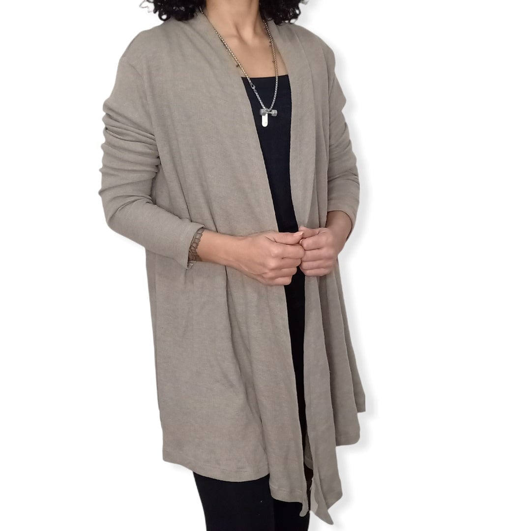 ElOutlet Women Jacket Women Cotton Cardigan - Cafe
