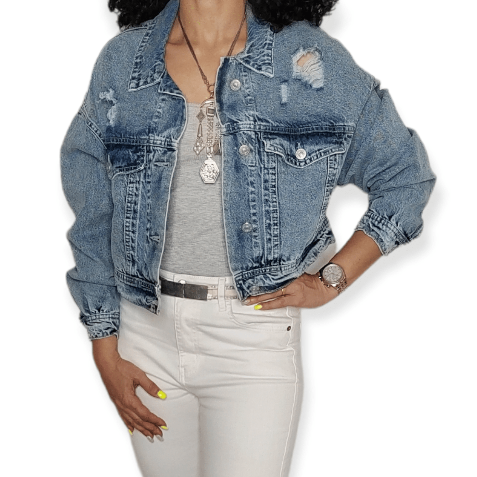 ElOutlet Women Jacket Women Jacket Jeans [3] - (blue)