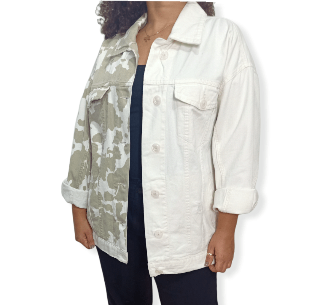 ElOutlet Women Jacket Women Jeans Double View Jacket - White