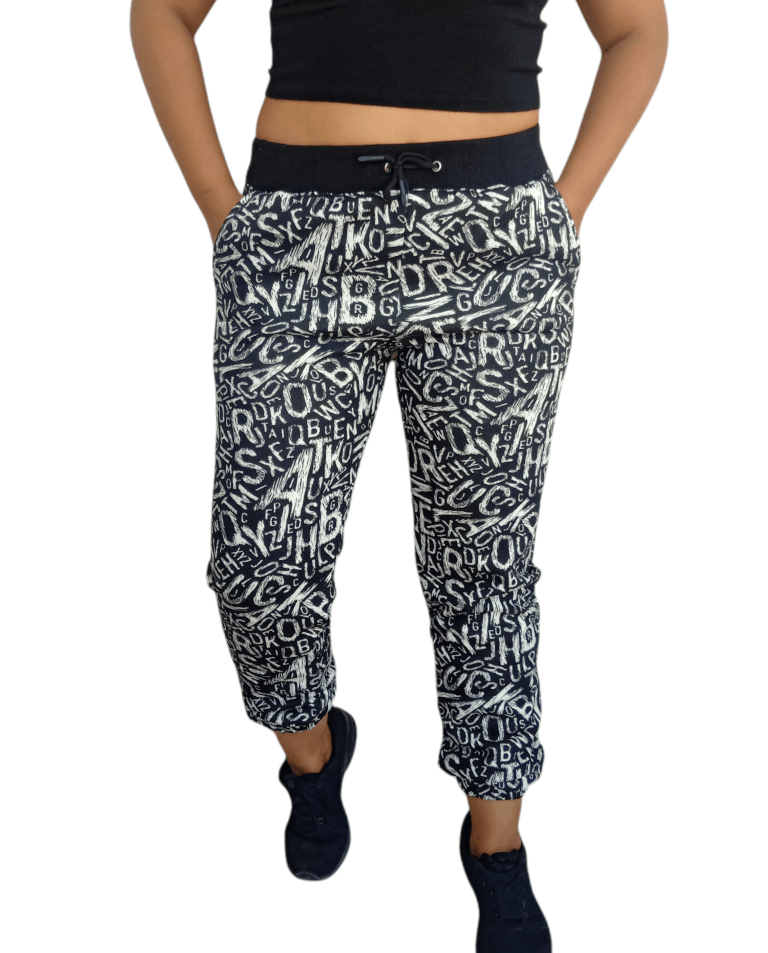 ElOutlet Women Pajama Pants Melton Women Pants - Black Letters