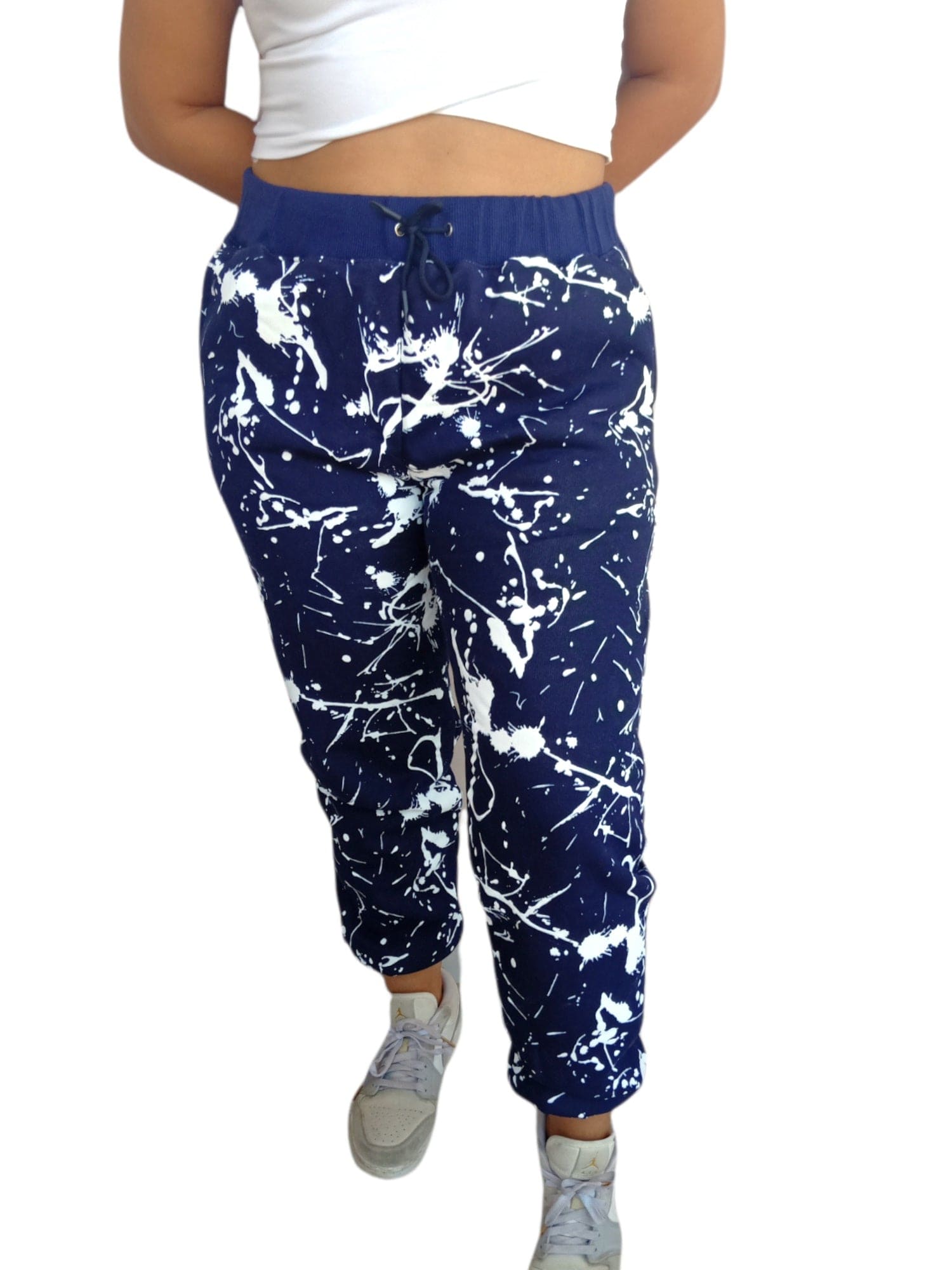 ElOutlet Women Pajama Pants Melton Women Pants - Blue x White