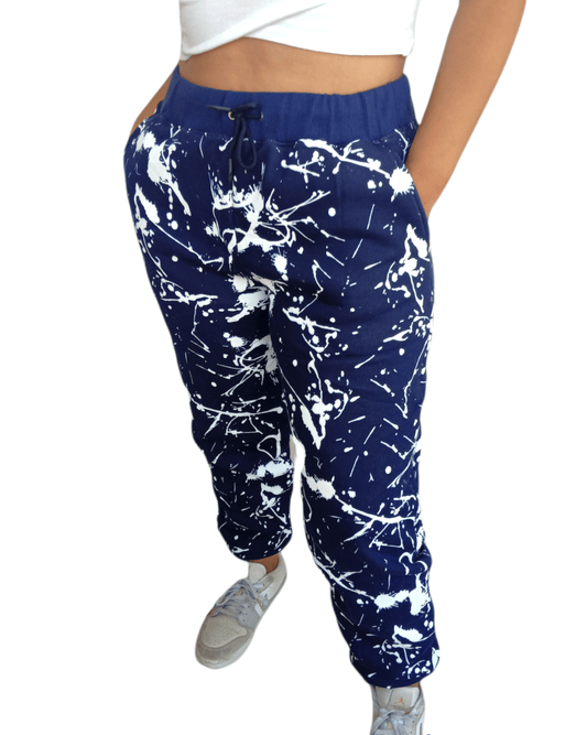 ElOutlet Women Pajama Pants Melton Women Pants - Blue x White