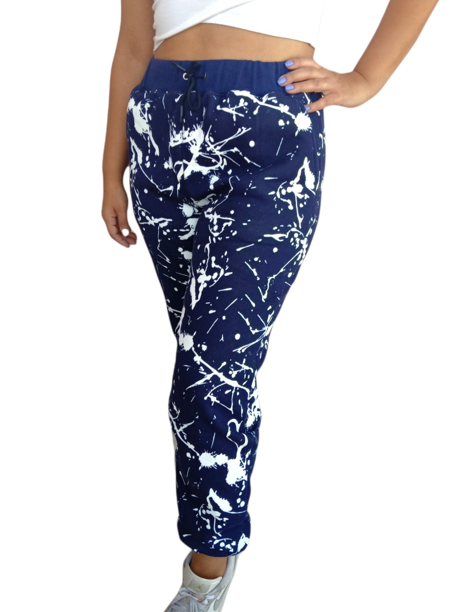 ElOutlet Women Pajama Pants Melton Women Pants - Blue x White