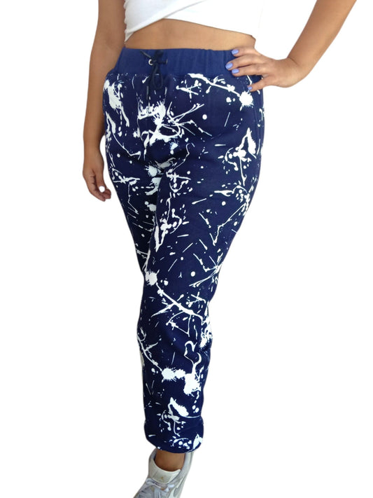 ElOutlet Women Pajama Pants Melton Women Pants - Blue x White