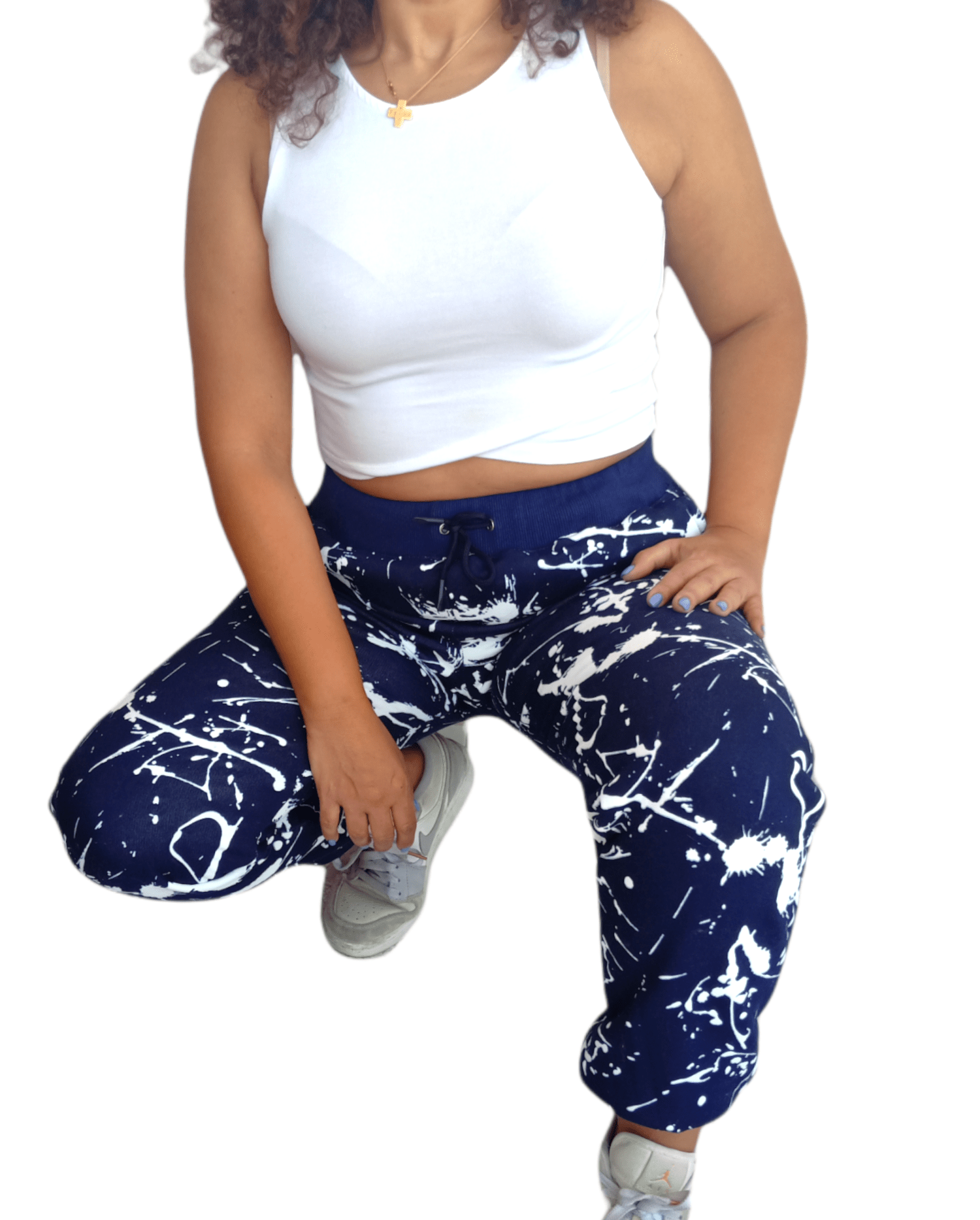 ElOutlet Women Pajama Pants Melton Women Pants - Blue x White