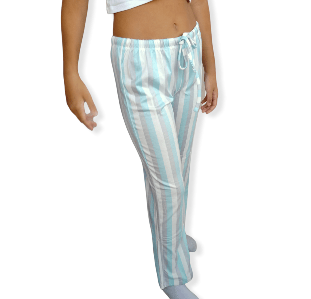ElOutlet Women Pajama Pants Women Pajama Pants - Grey x White x Blue