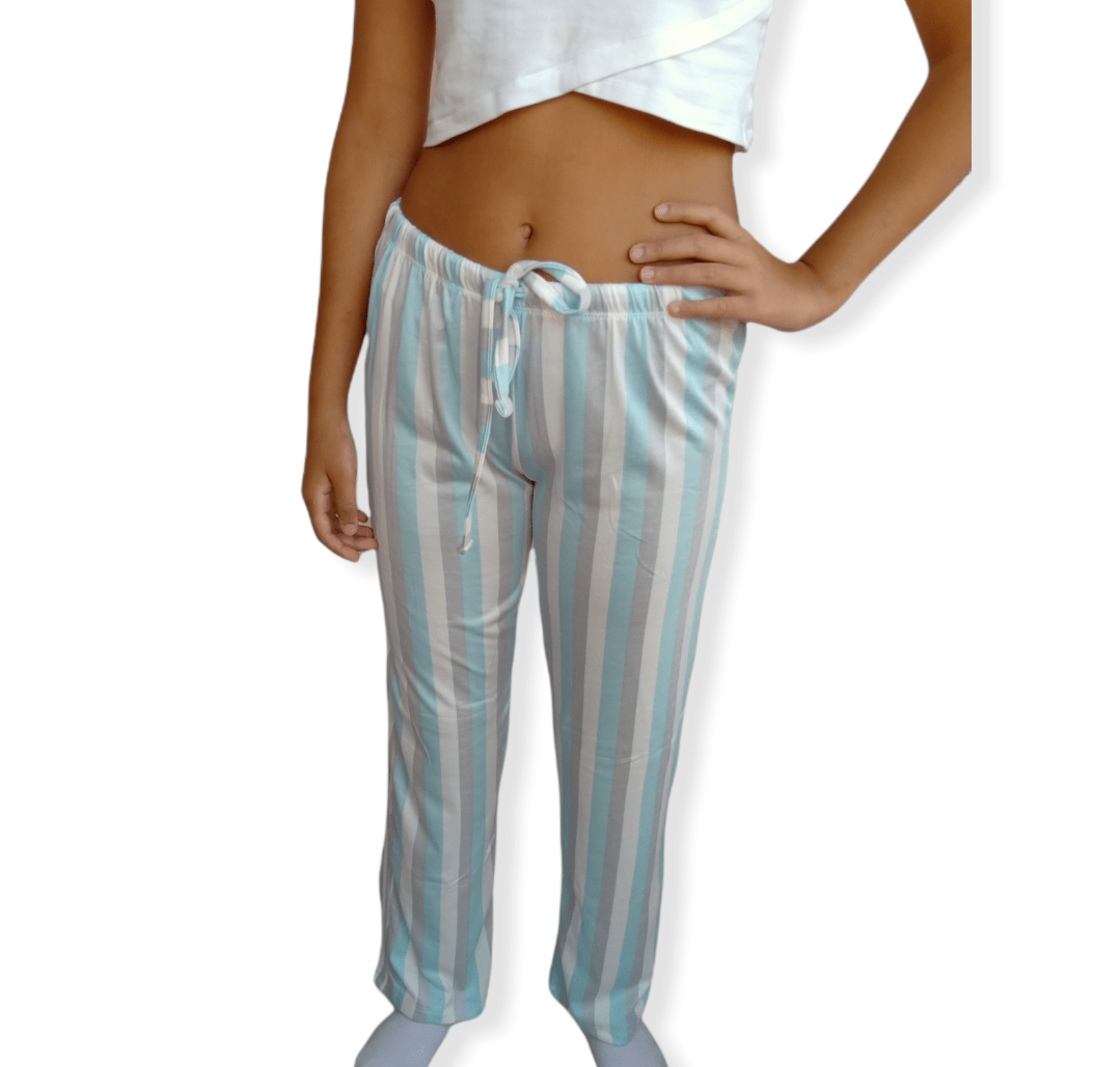 ElOutlet Women Pajama Pants Women Pajama Pants - Grey x White x Blue