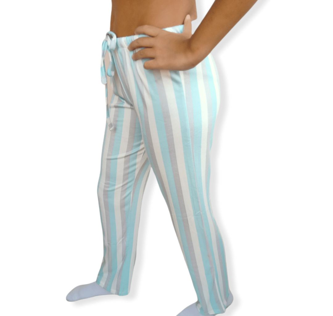 ElOutlet Women Pajama Pants Women Pajama Pants - Grey x White x Blue