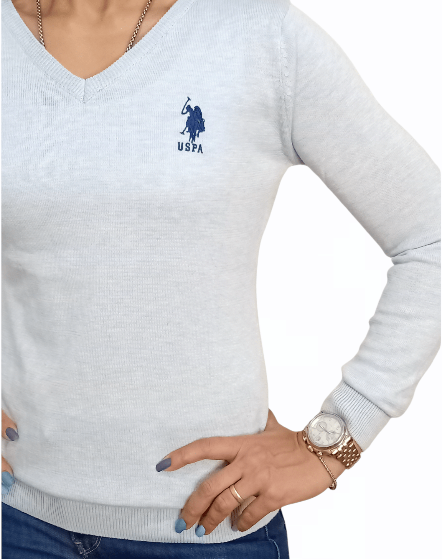 ElOutlet Women Pullover [slim-fit] Women USPA Pullover - Baby blue