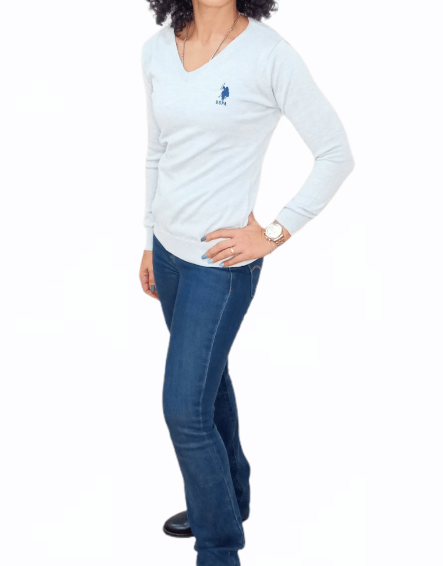 ElOutlet Women Pullover [slim-fit] Women USPA Pullover - Baby blue
