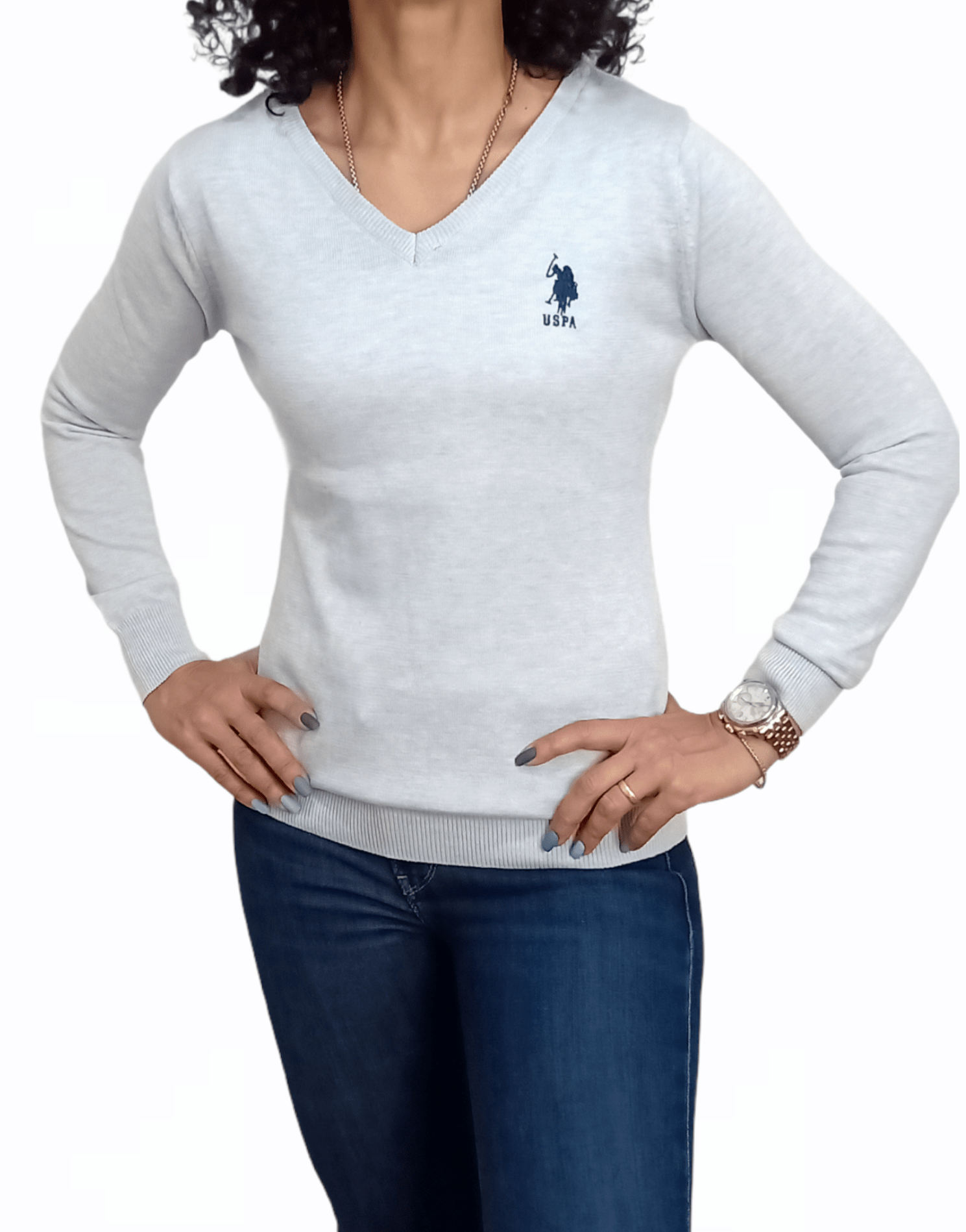 ElOutlet Women Pullover [slim-fit] Women USPA Pullover - Baby blue