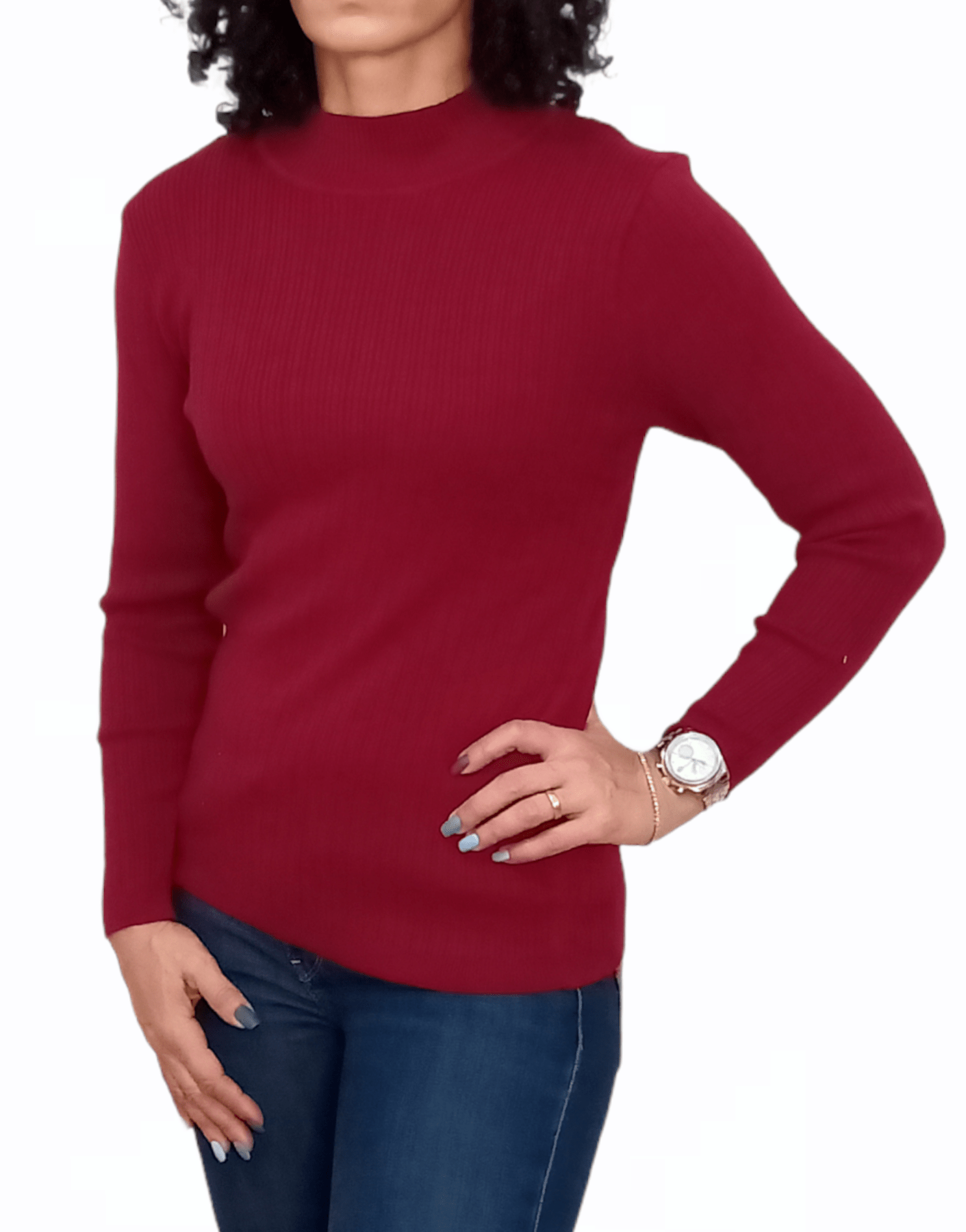 ElOutlet Women Pullover Women Zara Half-Collar Pullover - Crimson