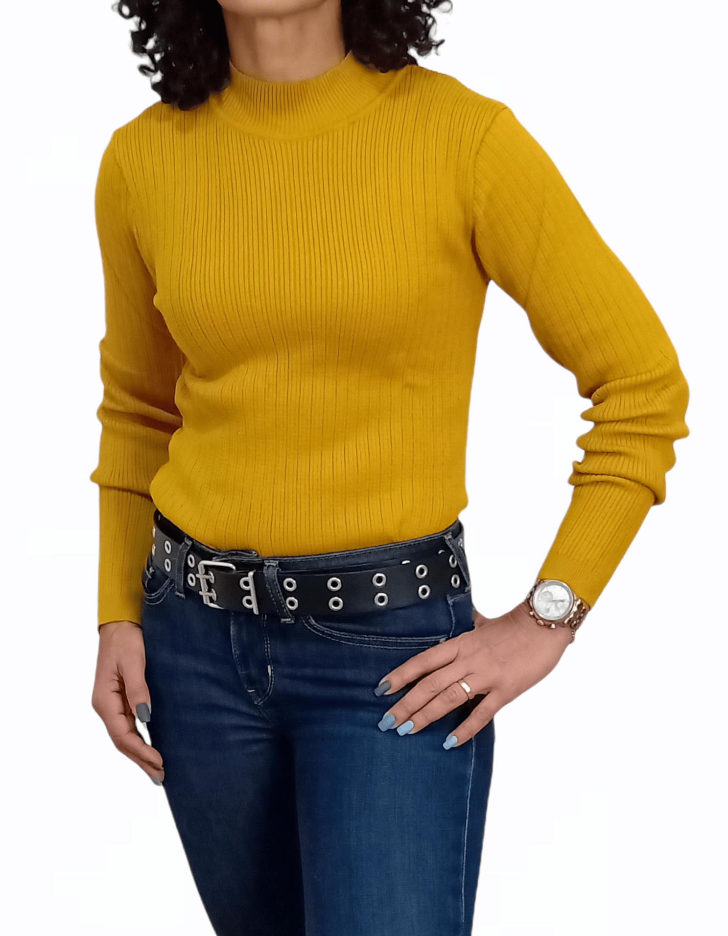 ElOutlet Women Pullover Women Zara Half-Collar Pullover - Mustard