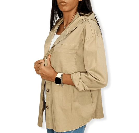 ElOutlet Women Shirt (Oversized Shirt) Beige