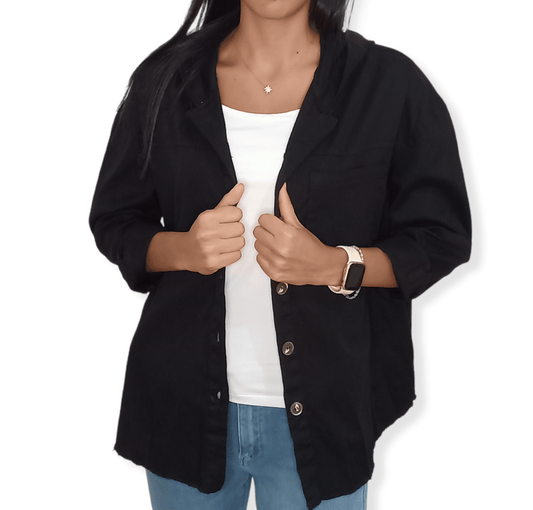 ElOutlet Women Shirt (Oversized Shirt) Black