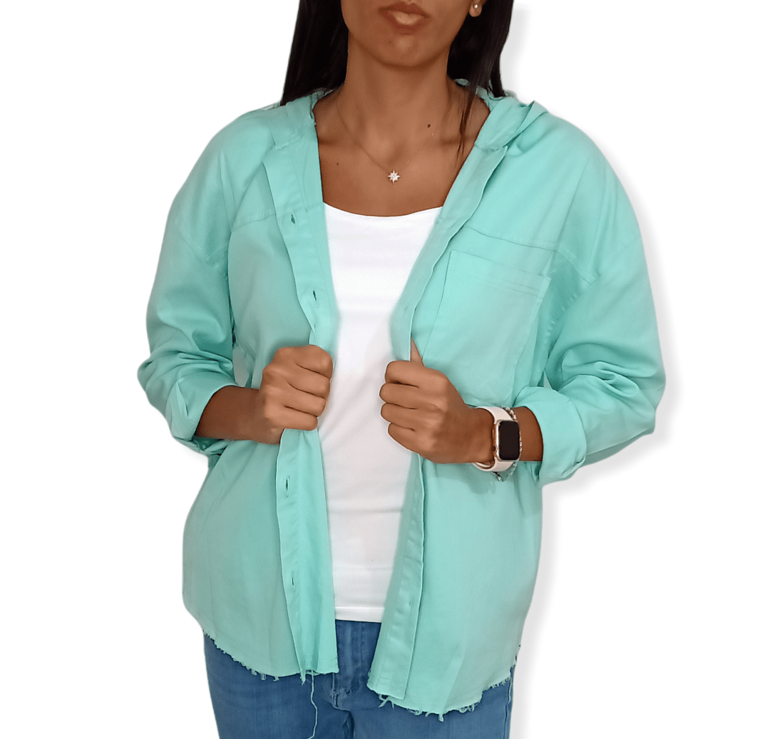 ElOutlet Women Shirt (Oversized Shirt) Light Green