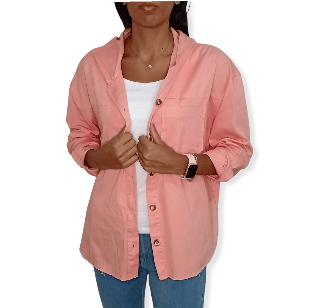 ElOutlet Women Shirt (Oversized Shirt) Peach