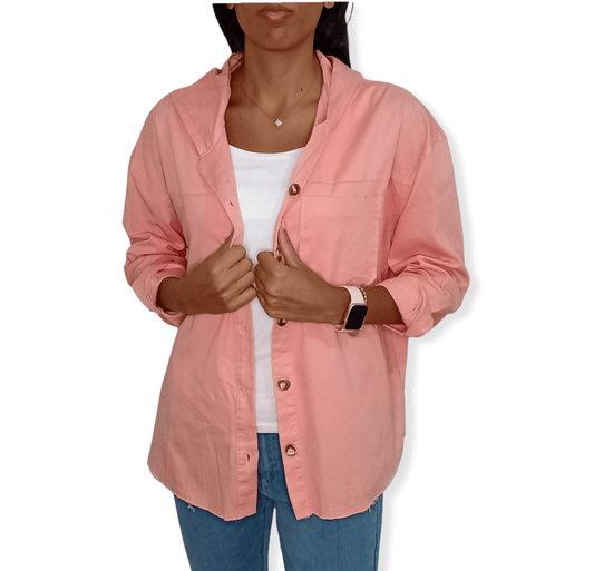 ElOutlet Women Shirt (Oversized Shirt) Peach