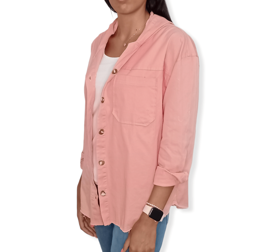 ElOutlet Women Shirt (Oversized Shirt) Peach