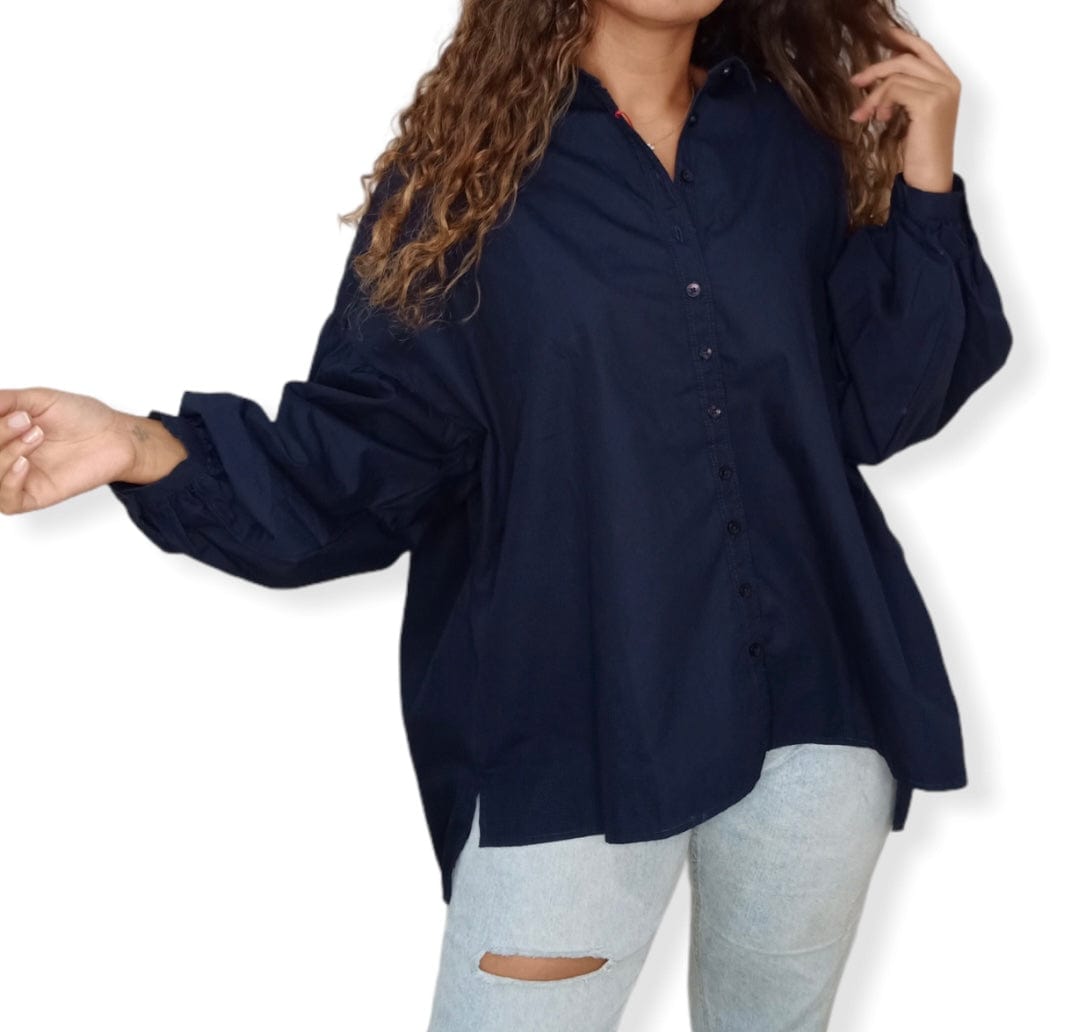 ElOutlet Women Shirt (Oversized Shirts) Dark Blue