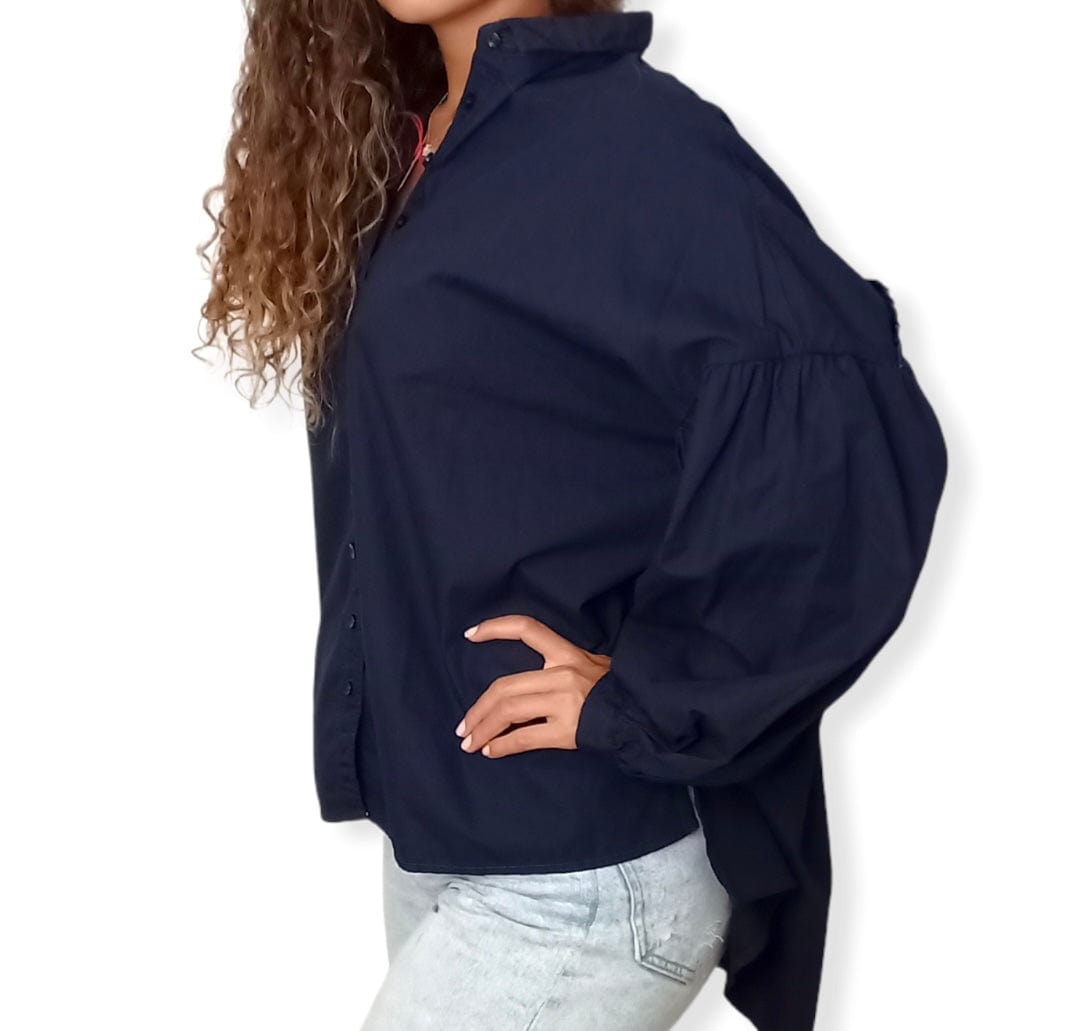 ElOutlet Women Shirt (Oversized Shirts) Dark Blue
