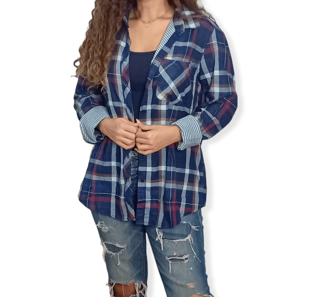 ElOutlet Women Shirt Women Patterned Shirt - Blue